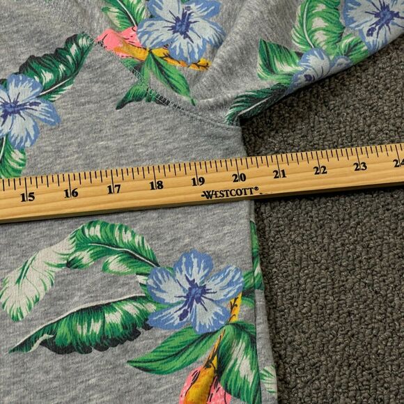 Old Navy Sweater Womens Size M Gray Floral Print Pullover Crew Neck Long Sleeve - Picture 4 of 8